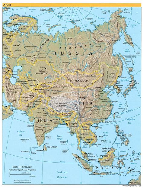 detailed relief  political map  asia asia detailed relief