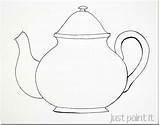 Teapot Tea Templates Coloring Teacup Painting Cups Simple Cup Drawing Pages Pattern Embroidery Applique Book Clipart Paper Template Designs Patterns sketch template
