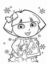 Dora Exploradora Aventureira Christmas Explorer Lacinho Coloriage Kerstkaart Botas Leukekleurplaten Tudodesenhos Lampion sketch template