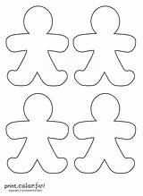 Gingerbread Coloring Cut Christmas Blank Pages People Print Men Man Four Printable Color Cutouts Printables Tags Gift Holiday Template Person sketch template