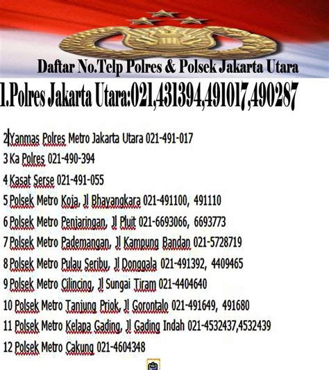 Daftar Nomor Telepon Polisi Wilayah Dki Jakarta ~ Doktermobil