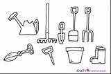 Garden Coloring Pages Drawing Tools Gardening Utensils Kitchen Tool Colour Sketch Hand Handy Manny Print Drawings Color Draw Printable Clipart sketch template