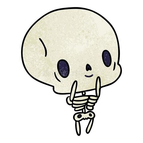 textured cartoon kawaii cute dead skeleton stock vector