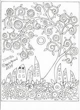 Karla Gerard Folk Hooking Rug Patterns Visit Swirl Houses Tree Pattern Prim Paper sketch template