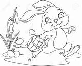 Coloring Easter Bunny Pages Ears Cute Hiding Eggs Print Kids Color Cartoon Colouring Stock Printable Vector Egg Illustration Drawing Bunnies sketch template