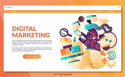 digital marketing landing page template vector