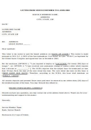 sample letter  break lease due  safety concerns