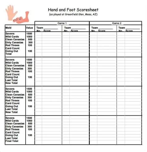 canasta score sheets find word templates