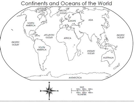 continent ocean map map continents  oceans world map continents