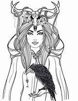 Coloring Pages Horror Book Adult Adults Halloween Colouring Woman Women Books Dead Printable Fairy Tattoo Death Witch Amazon Fantasy Print sketch template