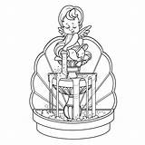 Jug Fountain Cupid Pouring sketch template