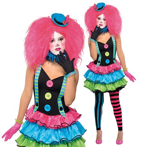 girls teen cool clown kool klown neon halloween fancy dress costume hat