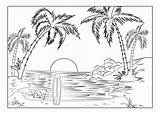 Sunset Coloring Beach Pages Tropical Printable Color Print Getcolorings Colorings sketch template