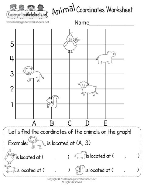 coordinate graph worksheet  kindergarten math worksheet  kids