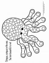 Dot Printable Coloring Pages Dauber Bingo Printables Octopus Marker Ocean Template Templates Painting Dots Kids Sheets Activities Color Print Animals sketch template