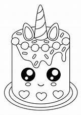 Coloring Pages Cake Print Unicorn Cupcake Colouring Kawaii Easy Choose Board sketch template