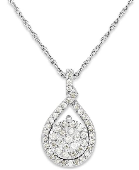 macys diamond cluster pendant necklace  sterling silver  ct tw