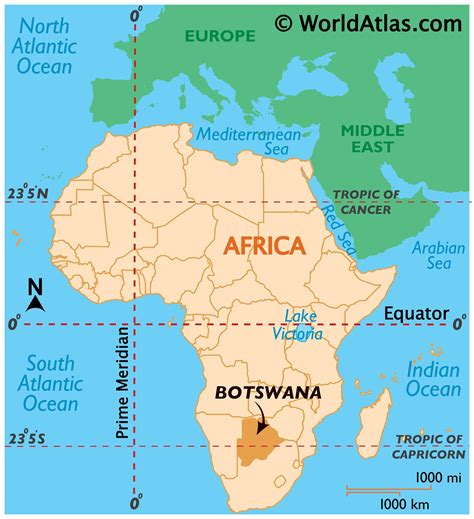 botswana latitude longitude absolute  relative locations world atlas