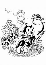 Felix Cat Coloring Pages Color Kids Simple Children Characters Printable Justcolor sketch template