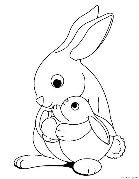 children rabbit  mom coloring page printable