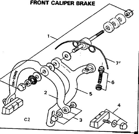 front caliper brake diagram parts list  model  sears parts bicycle parts
