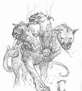 Cerberus Mythology Hades Mythical Tattoos Prescott Guarded Sphinx Loup Garou sketch template