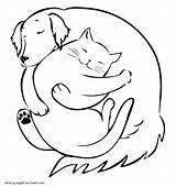 Coloring Dog Cat Pages Sleeping Printable Together Drawing Pet Memorial Service Animals Print Getdrawings Christmas Pic Story sketch template