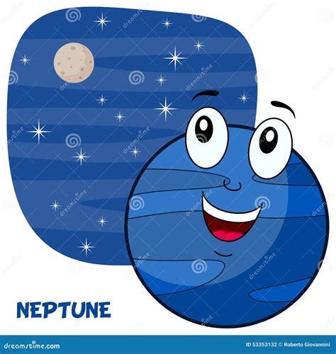 cartoon neptune planet character stock vector image