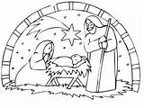 Colorare Presepe Nativita Natale Disegno Personaggi Religione Nativity Capanna Presepio sketch template