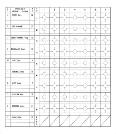 softball score sheet templates