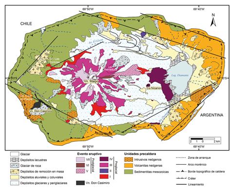 mapa geológico geomorfológico del complejo eruptivo caldera