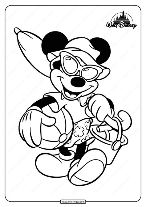 printable mickey mouse beach fun coloring page mickey coloring pages