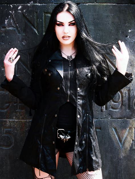 black long sleeves leather gothic trench coat for women uk