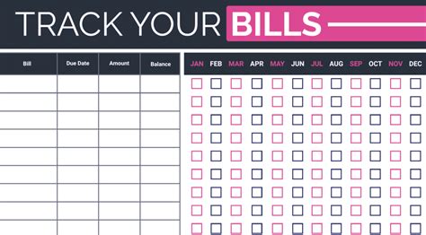 bill payment tracker printable   organize bills  month
