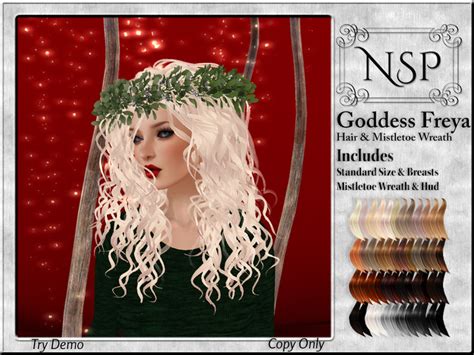second life marketplace nsp goddess freya hair and mistletoe wreath