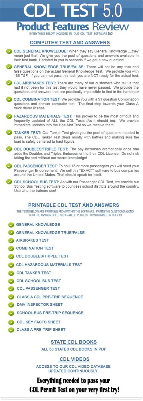 printable cdl test questions  printable templates