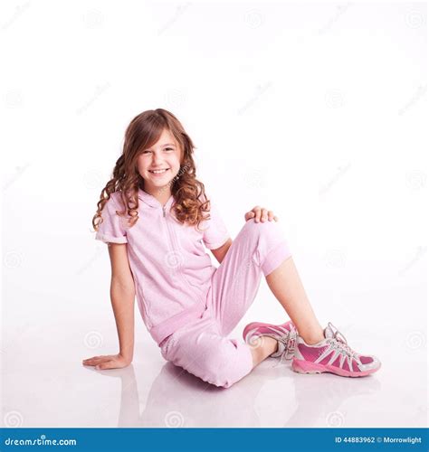 smiling kid girl  exercise work stock photo image  isolated