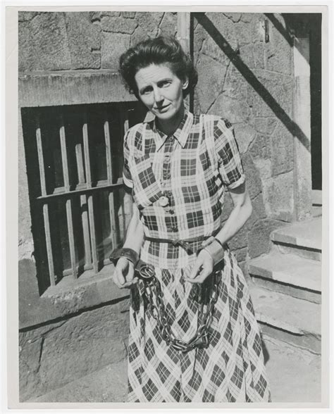 Close Up Portrait Of A Liberated Dutch Female Prisoner Wearing Shackles