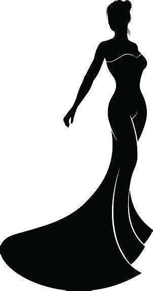 silhouette wedding dress bride stock illustration download image now
