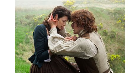 here they are doing that head grab thing they love outlander sex scenes popsugar