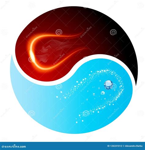 yin  symbol red  blue fire  water earth elements vector