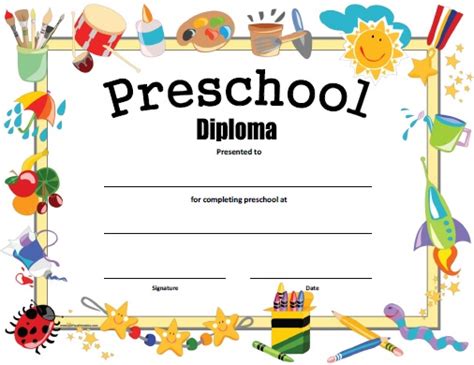 printable preschool diploma template printable templates