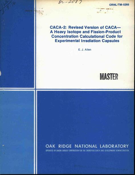 caca  revised version  caca  heavy isotope  fission product concentration calculational