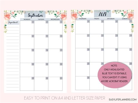 monthly planner pages editable planner mop monthly layout