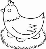 Hen Clipart Chicken Clip Nest Line Cliparts Farm Outline Cute Coloring Head Chick Animals Animal Drawing Library Sweetclipart Pages Transparent sketch template