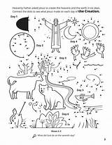 Coloring Creation Pages Sheets Connect Lds Jesus Kids Printable Days Earth Dot God Dots Bible Pdf Worksheets Preschool School Animals sketch template