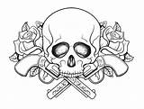 Skull Coloring Pages Heart Guns sketch template