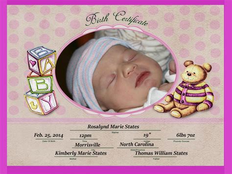 baby birth certificate childrens photo props   birth certificate  picture baby  mom