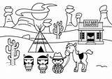Coloring Pages West Wild Western Town Getcolorings Old sketch template