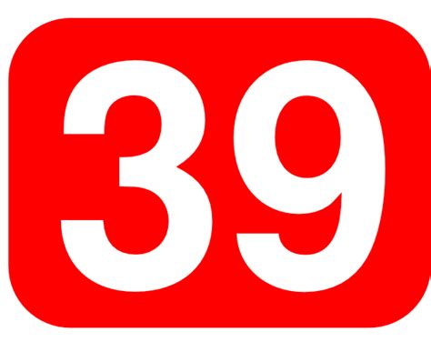 Red Rounded Rectangle With Number 39 Clip Art At